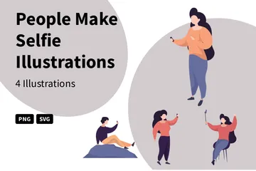 People Make Selfie Illustration Pack