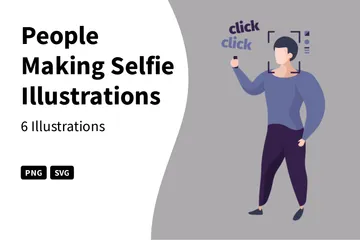 People Making Selfie Illustration Pack
