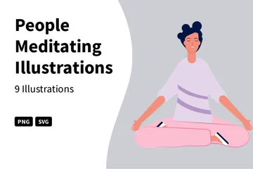People Meditating Illustration Pack