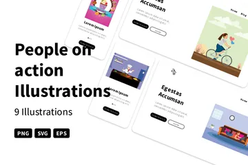 People On Action Illustration Pack