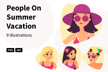 People On Summer Vacation Illustration Pack