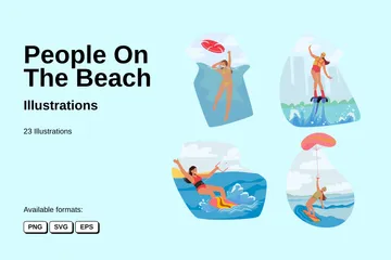 People On The Beach Illustration Pack