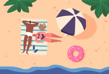 People On The Beach Illustration Pack