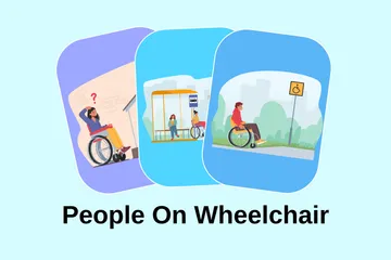 People On Wheelchair Illustration Pack