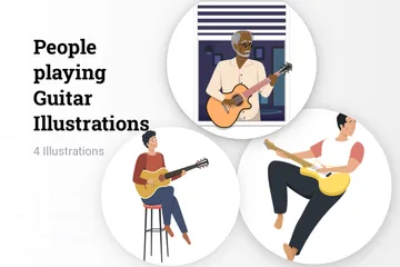 People Playing Guitar Illustration Pack