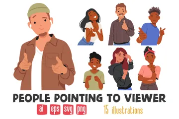 People Pointing To Viewer Illustration Pack