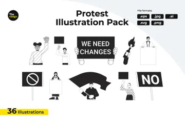 People Protesting Illustration Pack