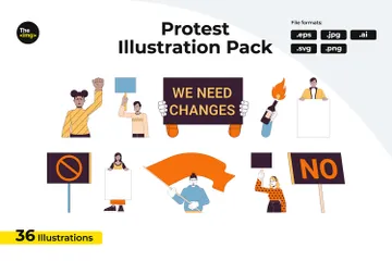 People Protesting Illustration Pack