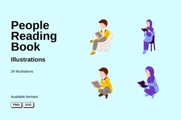 People Reading Book Illustration Pack