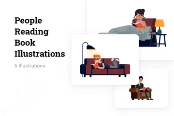 People Reading Book Illustration Pack