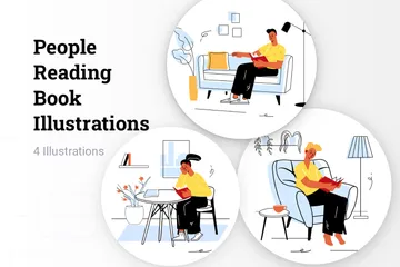 People Reading Book Illustration Pack