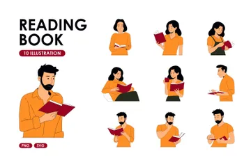 People Reading Book Illustration Pack