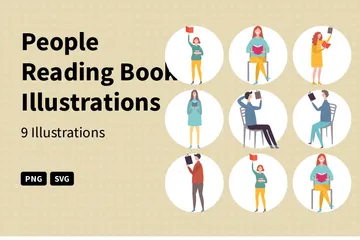 People Reading Book Illustration Pack