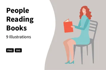People Reading Books Illustration Pack