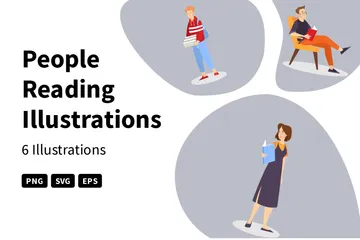 People Reading Illustration Pack