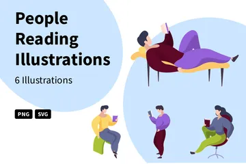 People Reading Illustration Pack