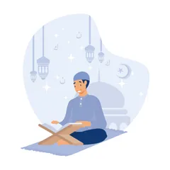 People Reading Quran Illustration Pack