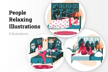 People Relaxing Illustration Pack