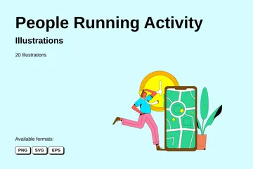 People Running Activity Illustration Pack
