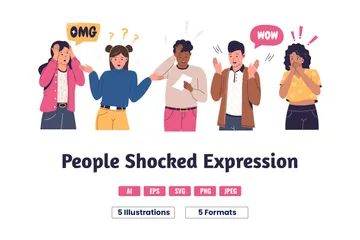 People Shocked Expression Illustration Pack