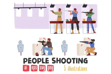 People Shooting Illustration Pack