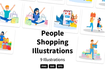 People Shopping Illustration Pack