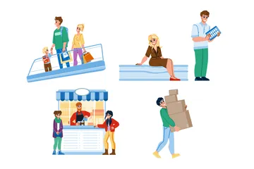 People Shopping Illustration Pack