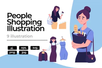 People Shopping Illustration Pack