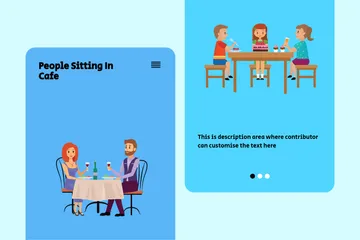 People Sitting In Cafe Illustration Pack