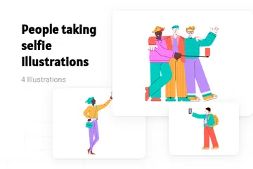 People Taking Selfie Illustration Pack