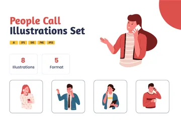 People Talk Use Phone Illustration Pack