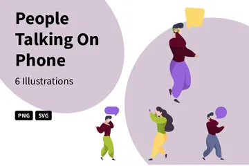 People Talking On Phone Illustration Pack