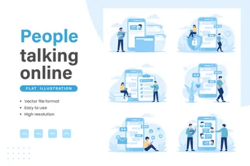 People Talking Online Illustration Pack