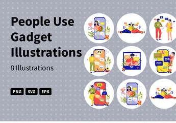 People Use Gadget Illustration Pack
