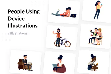 People Using Device Illustration Pack