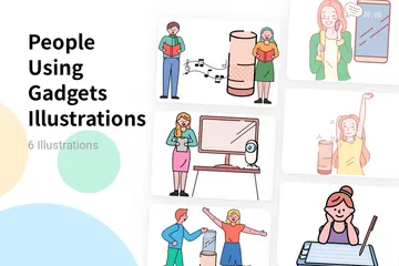 People Using Gadgets Illustration Pack
