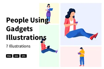 People Using Gadgets Illustration Pack