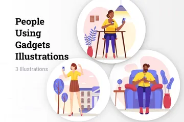 People Using Gadgets Illustration Pack