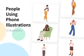 People Using Phone Illustration Pack