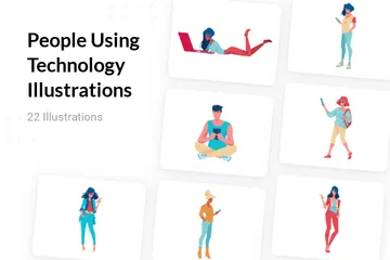People Using Technology Illustration Pack