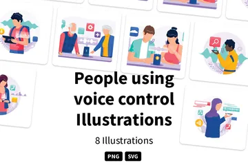 People Using Voice Control Illustration Pack