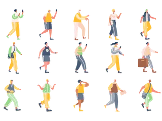 People Walking Activity Illustration Pack