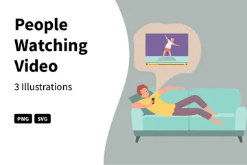 People Watching Video Illustration Pack