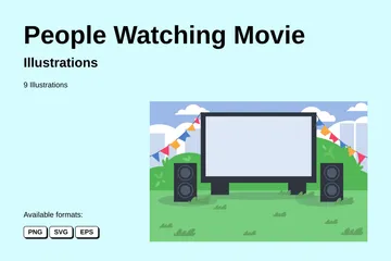 People Watching Movie Illustration Pack