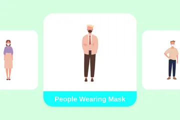 마스크를 착용하는 사람들 일러스트레이션 팩