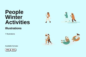 People Winter Activities Illustration Pack