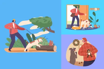 People With Animal Illustration Pack