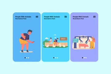 People With Animals Illustration Pack