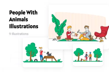 People With Animals Illustration Pack