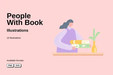 People With Book Illustration Pack